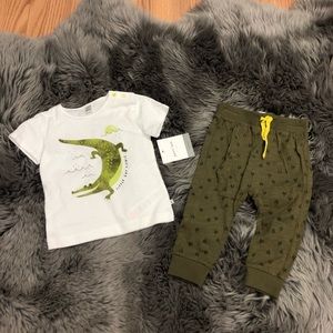 Petit Lem | Kids 2 Piece Set | Alligator Design